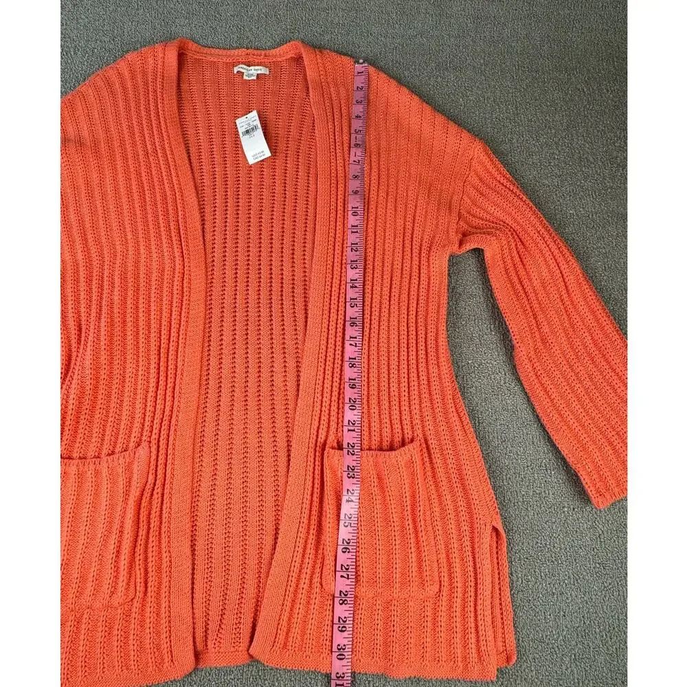 NWT American Eagle Cardigan Sweater Open Front Knit Coral Size Medium